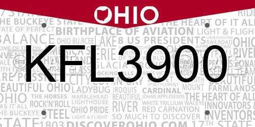 KFL3900 Ohio License Plate