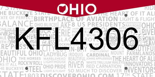 KFL4306 Ohio License Plate