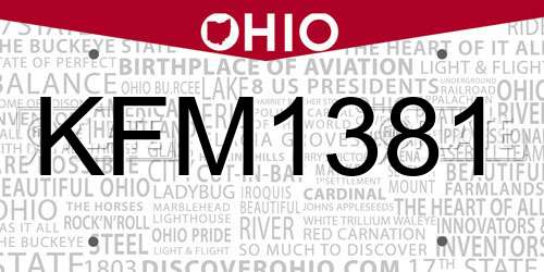 KFM1381 Ohio License Plate