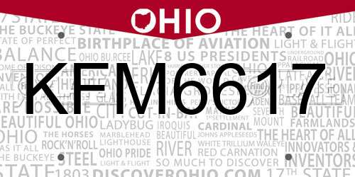 KFM6617 Ohio License Plate