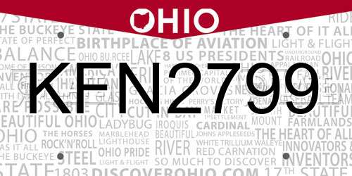 KFN2799 Ohio License Plate