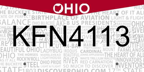 KFN4113 Ohio License Plate
