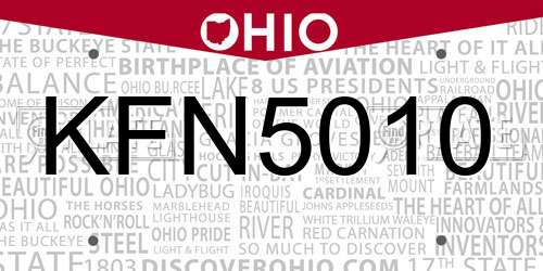KFN5010 Ohio License Plate