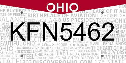KFN5462 Ohio License Plate