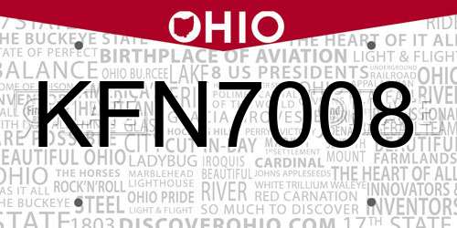 KFN7008 Ohio License Plate