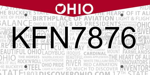 KFN7876 Ohio License Plate