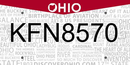 KFN8570 Ohio License Plate