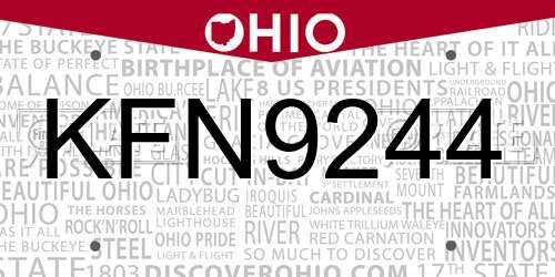 KFN9244 Ohio License Plate