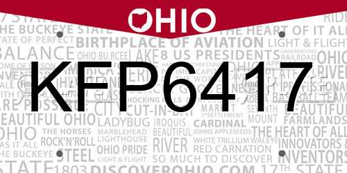 KFP6417 Ohio License Plate