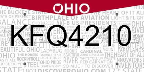 KFQ4210 Ohio License Plate