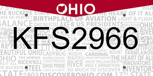 KFS2966 Ohio License Plate