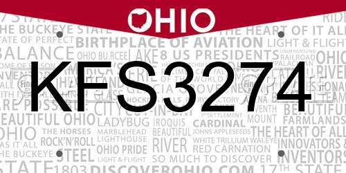 KFS3274 Ohio License Plate