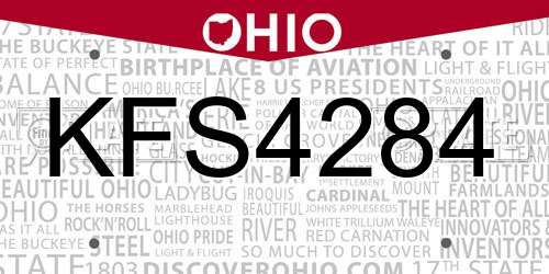 KFS4284 Ohio License Plate