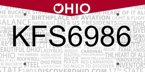 KFS6986 Ohio License Plate