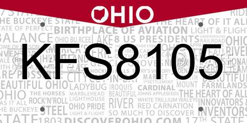 KFS8105 Ohio License Plate