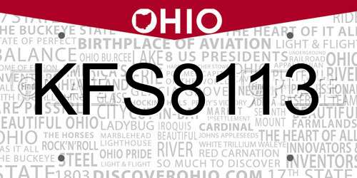 KFS8113 Ohio License Plate