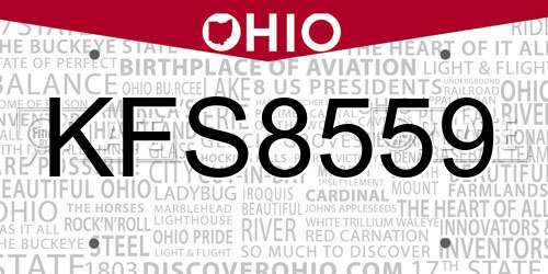 KFS8559 Ohio License Plate