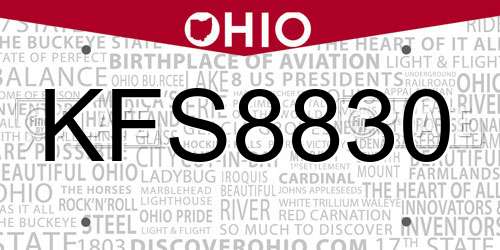 KFS8830 Ohio License Plate