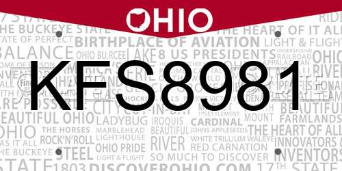 KFS8981 Ohio License Plate