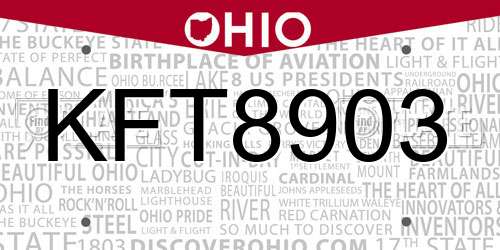 KFT8903 Ohio License Plate