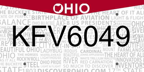 KFV6049 Ohio License Plate