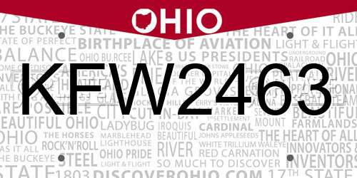 KFW2463 Ohio License Plate