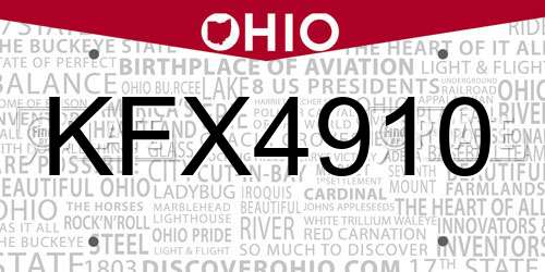 KFX4910 Ohio License Plate