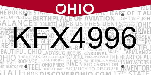 KFX4996 Ohio License Plate