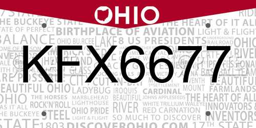 KFX6677 Ohio License Plate