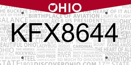 KFX8644 Ohio License Plate