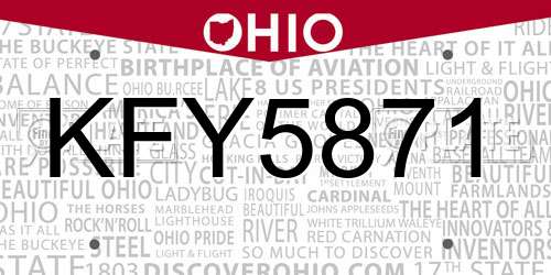 KFY5871 Ohio License Plate