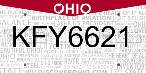 KFY6621 Ohio License Plate