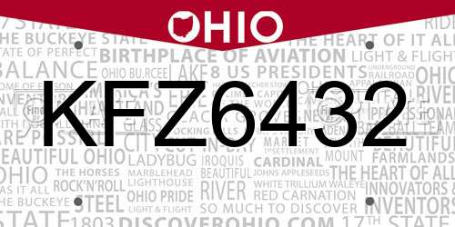 KFZ6432 Ohio License Plate