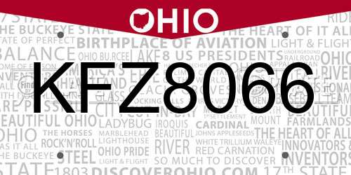 KFZ8066 Ohio License Plate