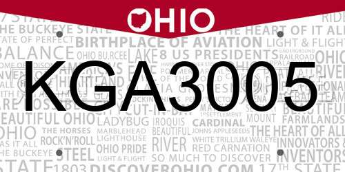 KGA3005 Ohio License Plate