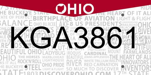 KGA3861 Ohio License Plate