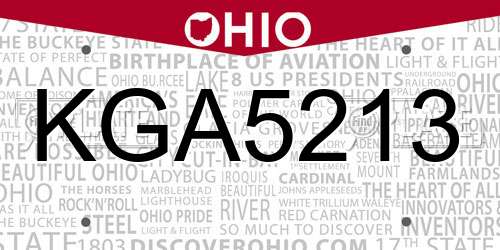 KGA5213 Ohio License Plate
