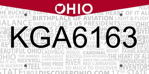 KGA6163 Ohio License Plate
