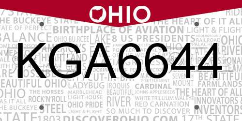KGA6644 Ohio License Plate