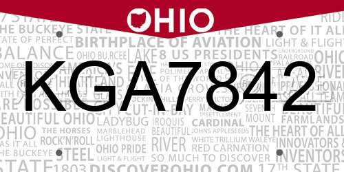 KGA7842 Ohio License Plate