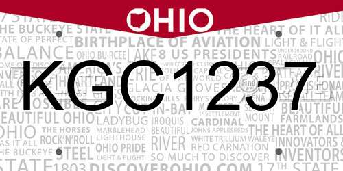 KGC1237 Ohio License Plate