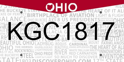 KGC1817 Ohio License Plate