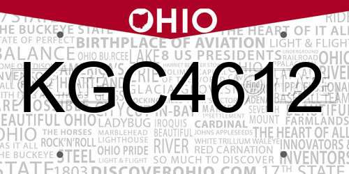 KGC4612 Ohio License Plate