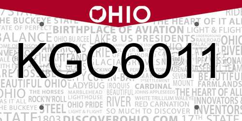 KGC6011 Ohio License Plate