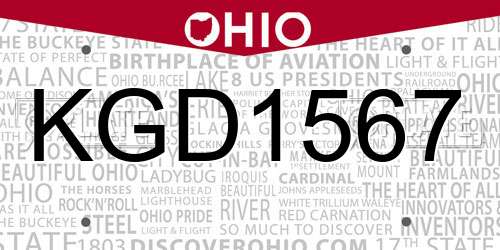 KGD1567 Ohio License Plate