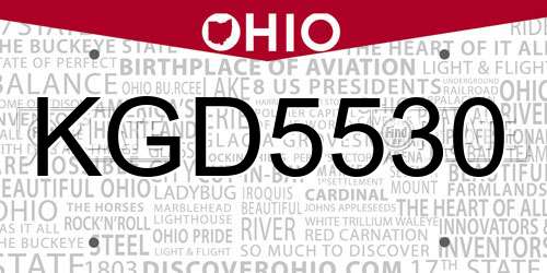 KGD5530 Ohio License Plate