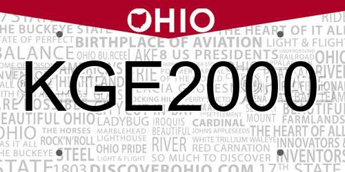 KGE2000 Ohio License Plate