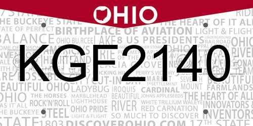 KGF2140 Ohio License Plate