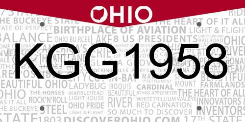 KGG1958 Ohio License Plate