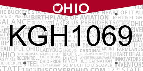 KGH1069 Ohio License Plate
